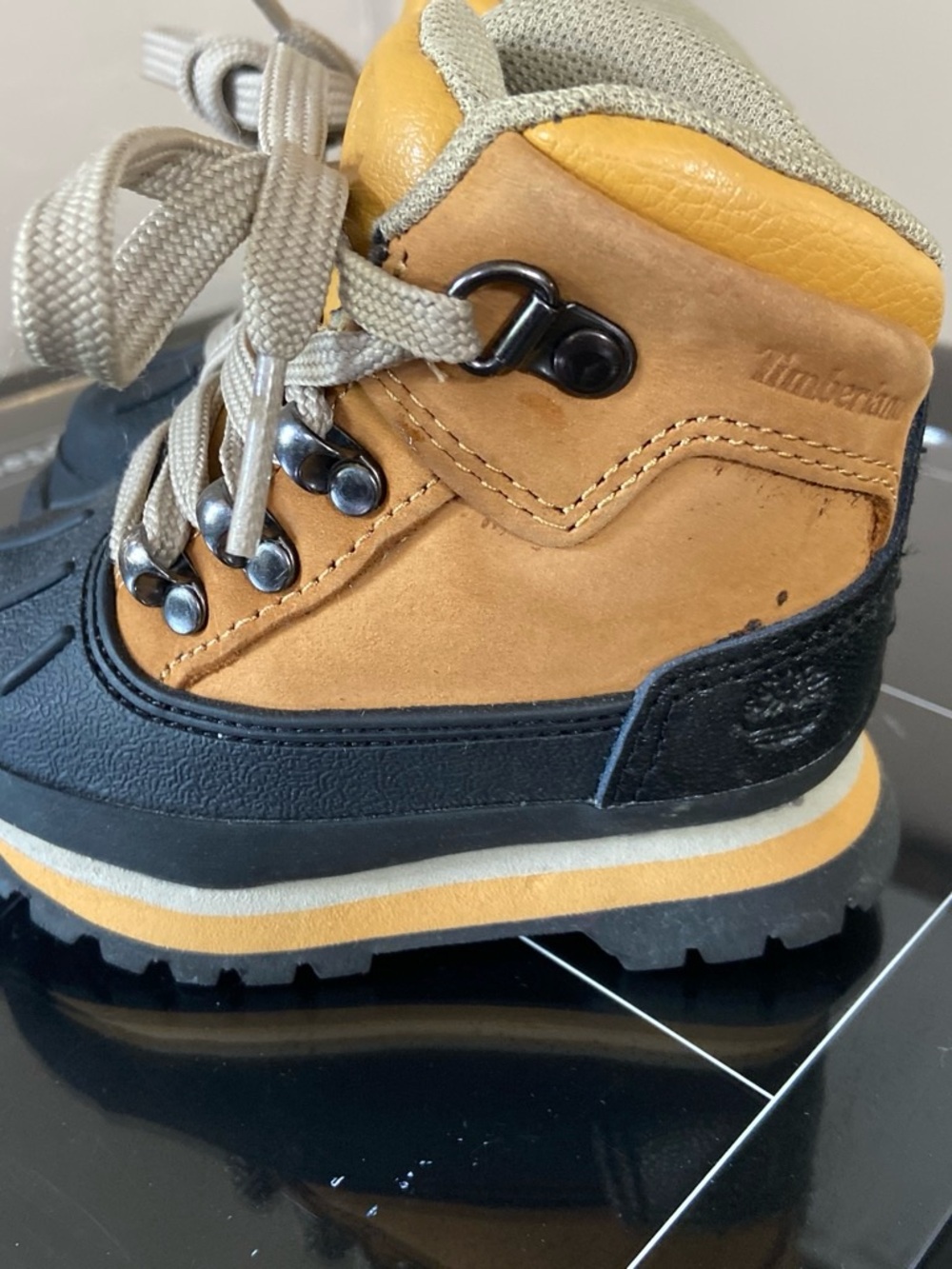 Timberland Kids' Wheat Brown Leather Hiking Boots tan/black